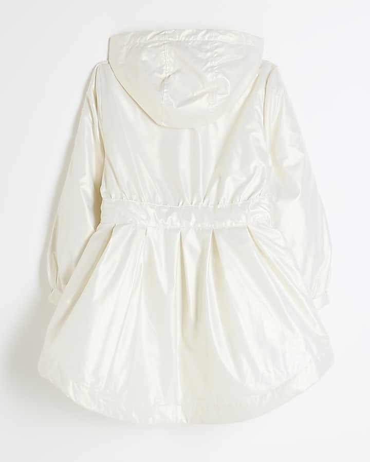 Girls Cream Cinched Frill Raincoat