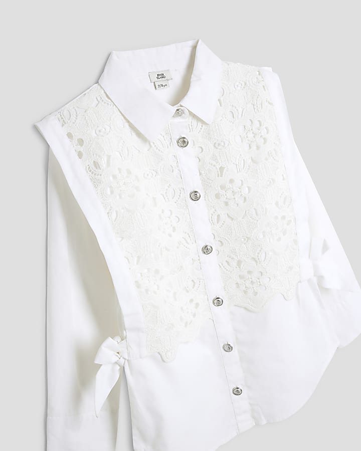 Girls White Lace Shirt