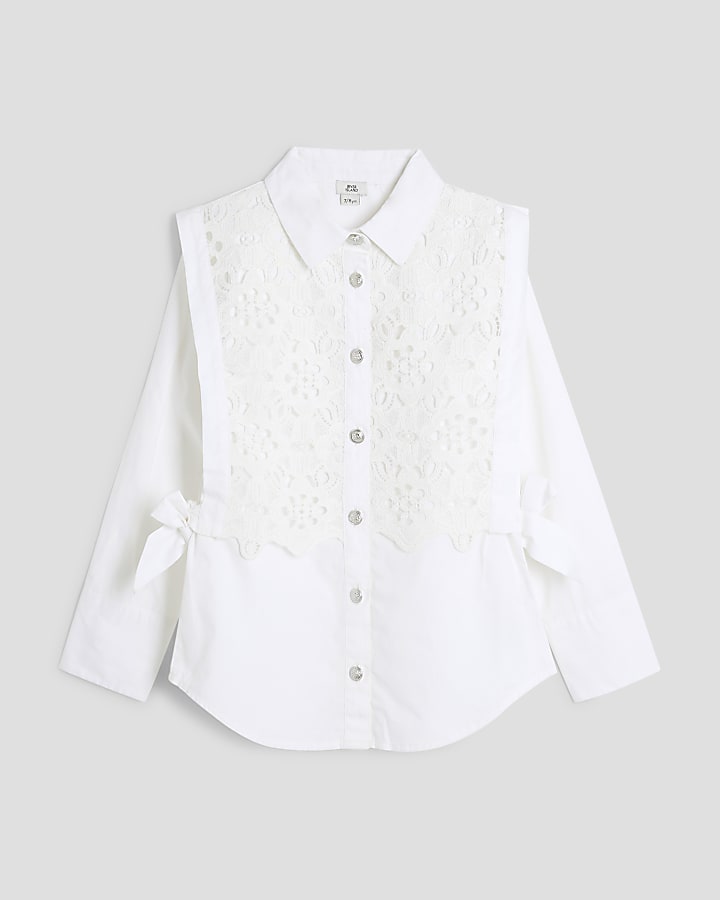 Girls White Lace Shirt