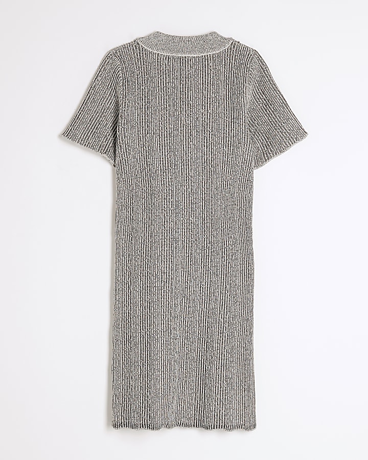 Girls Grey Exposed Seam Knitted Dress