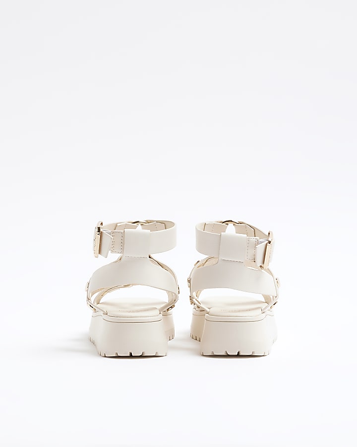 Girls Cream Studded Gladiator Sandals