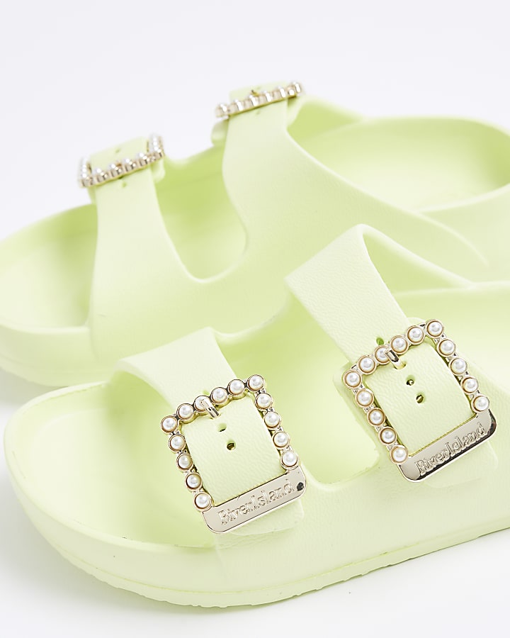 Girls Green Pearl Moulded Sandals