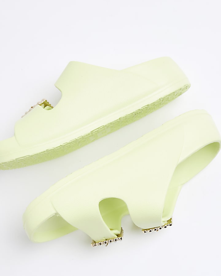 Girls Green Pearl Moulded Sandals