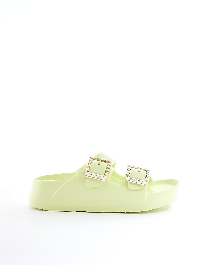 Girls Green Pearl Moulded Sandals