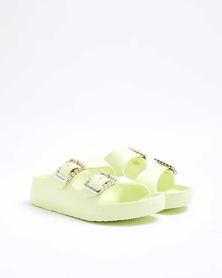 Girls Green Pearl Moulded Sandals