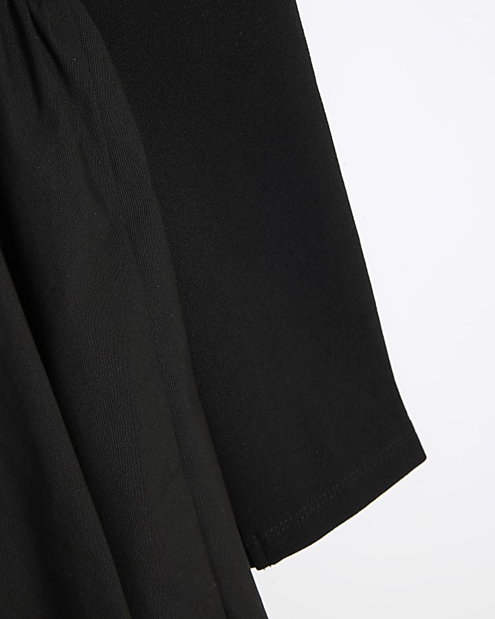 Girls Black Scuba Bubble Hem Dress