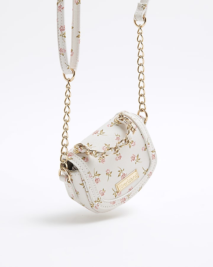 Girls Cream Floral Mini Cross Body Bag