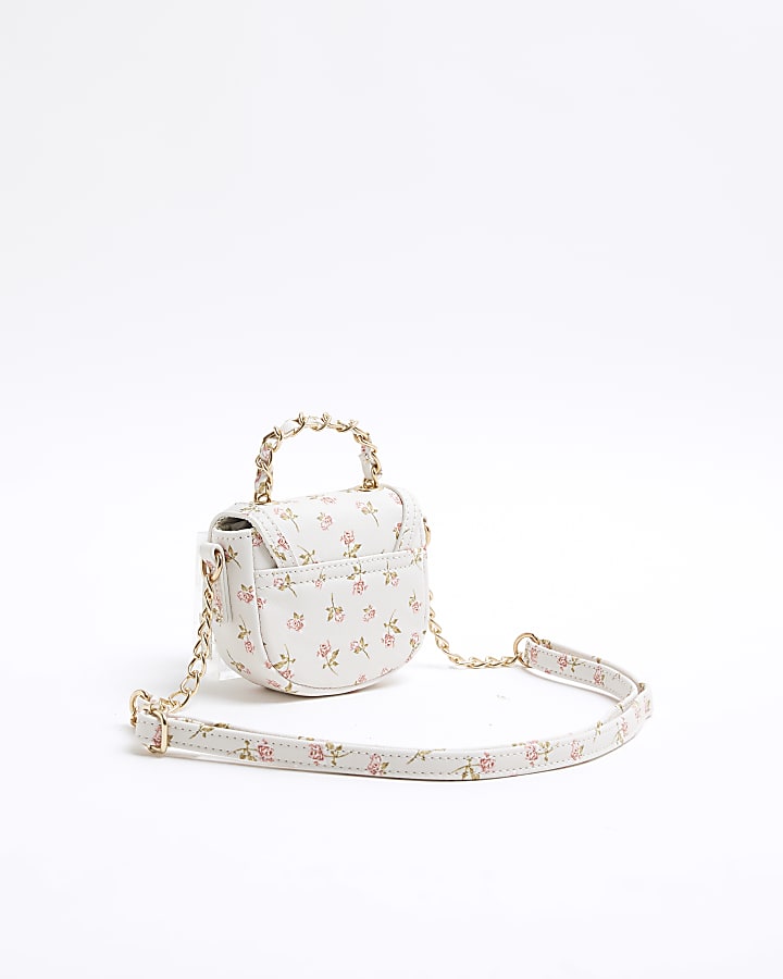 Girls Cream Floral Mini Cross Body Bag