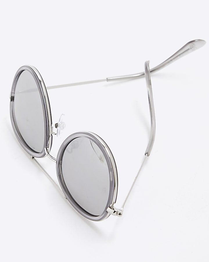 Boys Grey Metal Aviator Sunglasses