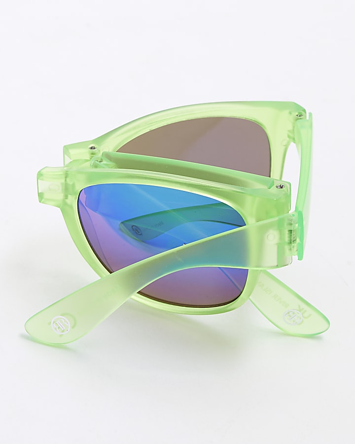 Boys Lime Foldable Wayfarer Sunglasses