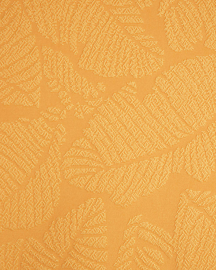 Girls Orange Palm Textured T-Shirt Bikini Set