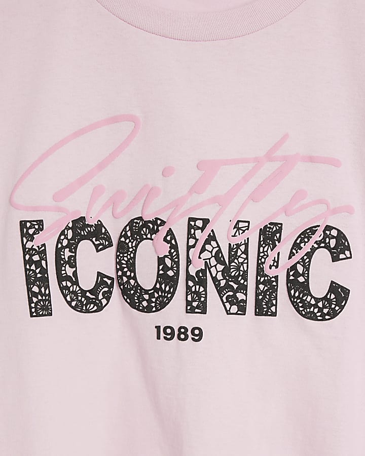 Girls pink embossed graphic t-shirt