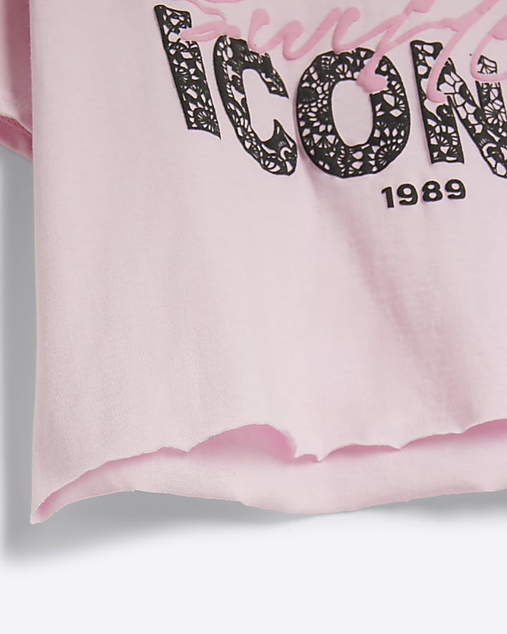 Girls pink embossed graphic t-shirt