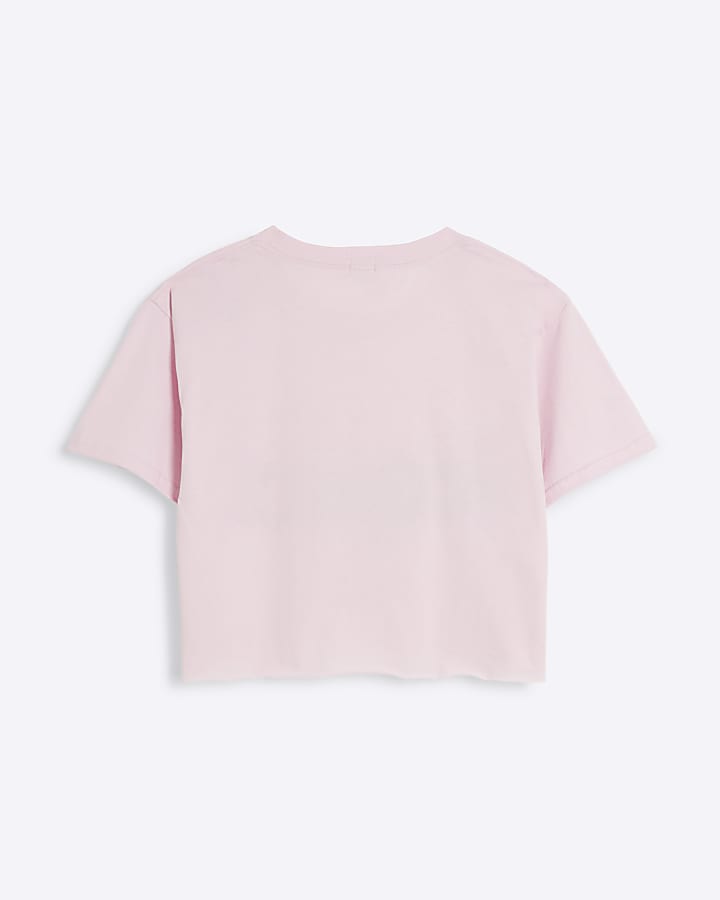 Girls pink embossed graphic t-shirt