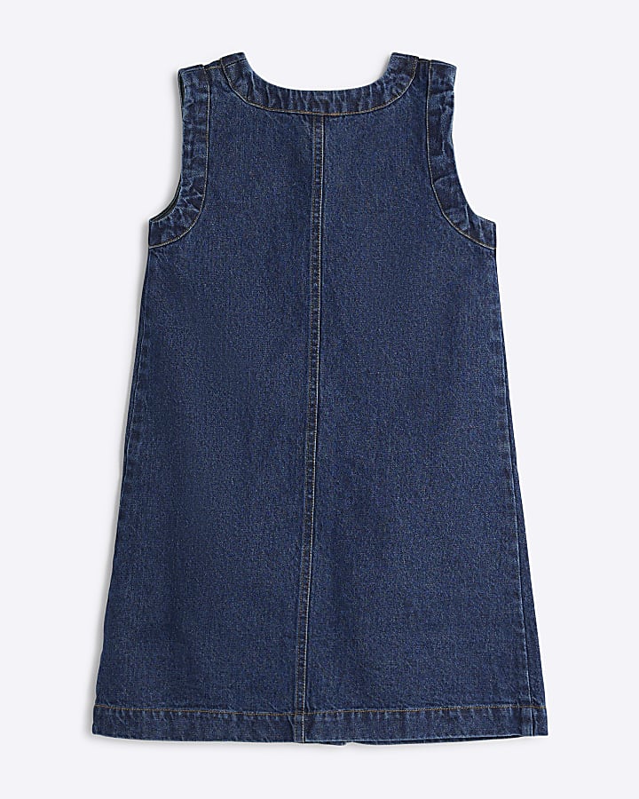 Girls Blue Denim Button Shift Dress