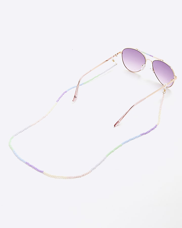 Girls Purple Chain And Aviator Sunglasses