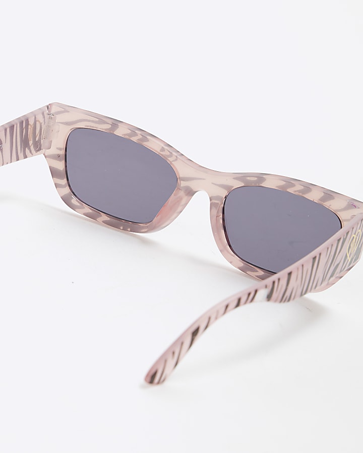 Girls Pink Zebra Narrow Sunglasses