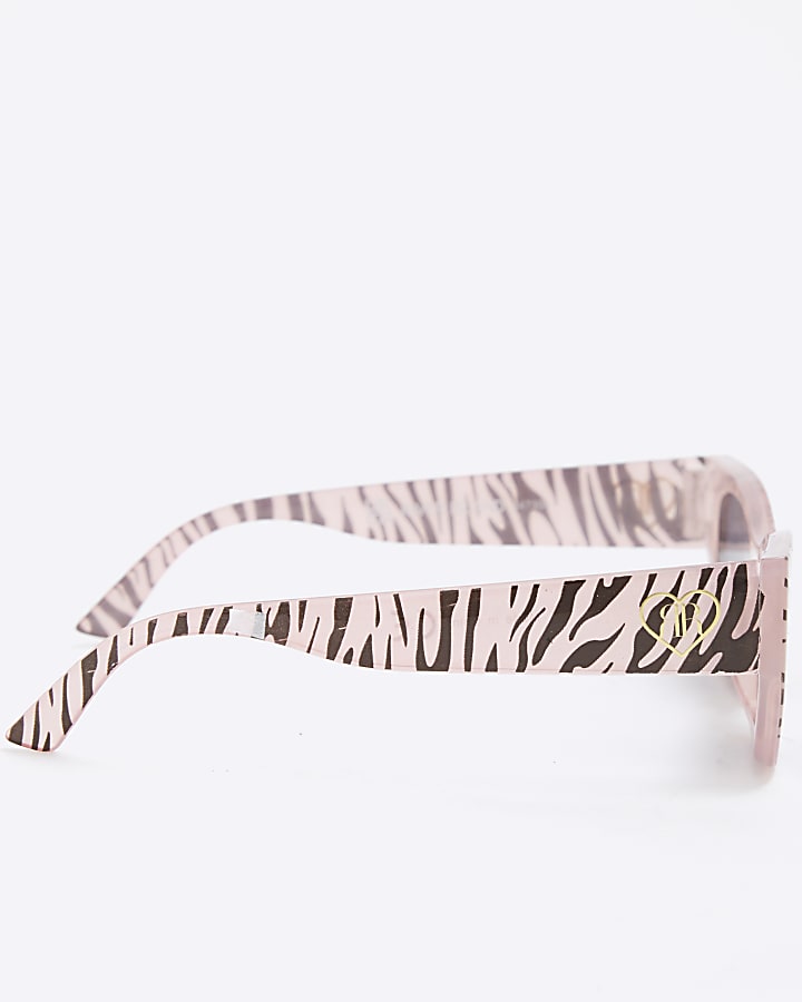 Girls Pink Zebra Narrow Sunglasses