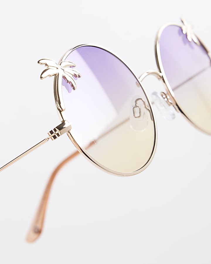 Girls Gold Round Palm & Chain Sunglasses