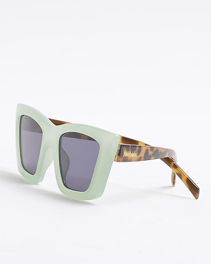 Girls Green Tortoise Cat Eye Sunglasses