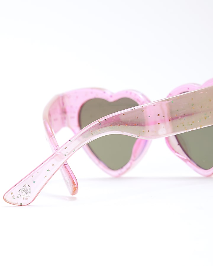 Mini Girls Pink Confetti Heart Sunglasses