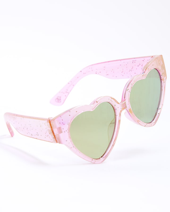 Mini Girls Pink Confetti Heart Sunglasses