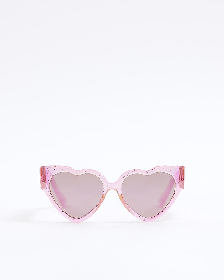 Mini Girls Pink Confetti Heart Sunglasses