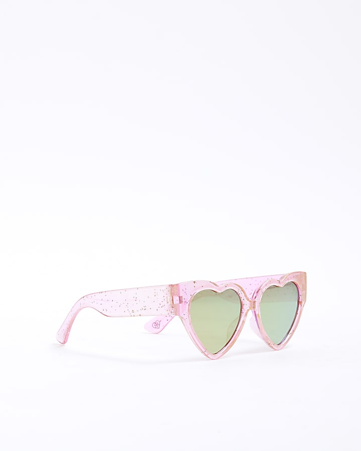 Mini Girls Pink Confetti Heart Sunglasses