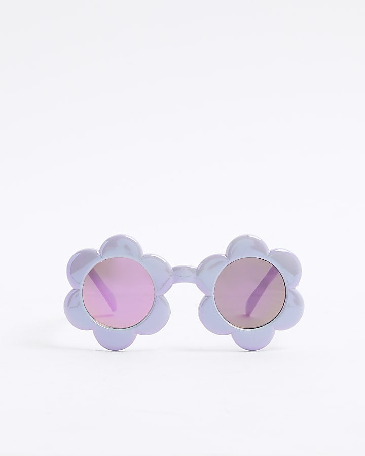 Mini Girls Purple Bubble Flower Sunglasses