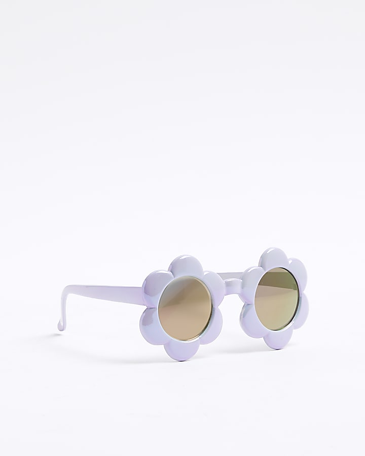 Mini Girls Purple Bubble Flower Sunglasses