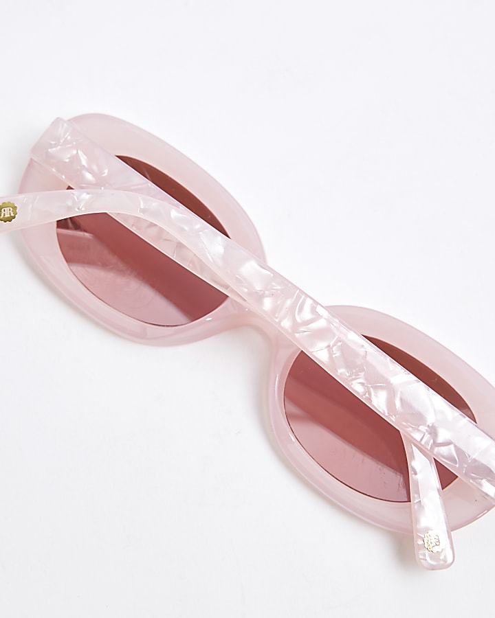 Mini Girls Pink Pearlised Oval Sunglasses