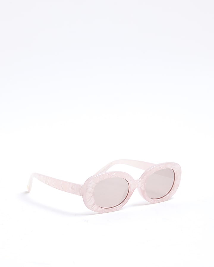 Mini Girls Pink Pearlised Oval Sunglasses