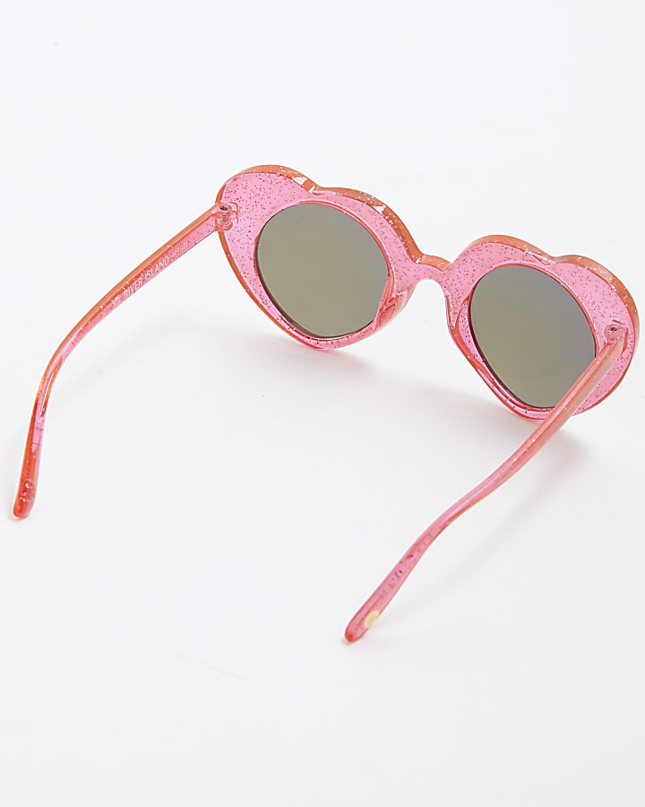 Mini Girls Red Glitter Heart Sunglasses