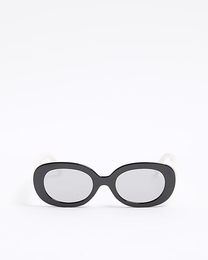 Mini Girls Black Monogram Oval Sunglasses
