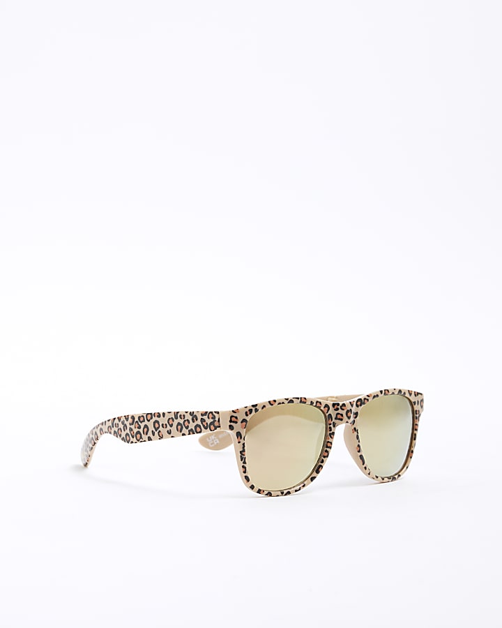 Mini Girls Brown Leopard Foldable Sunglasses