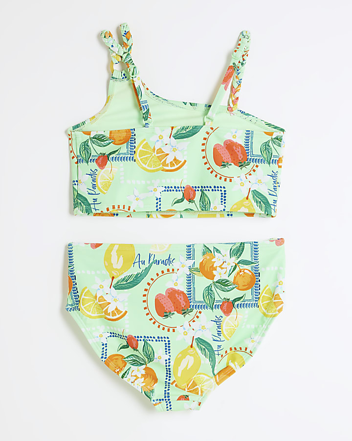 Girls Green Lemon Bikini Set