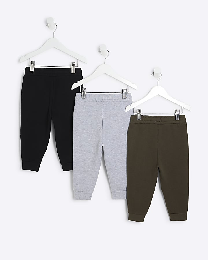 Mini Boys Khaki 3 pack Joggers