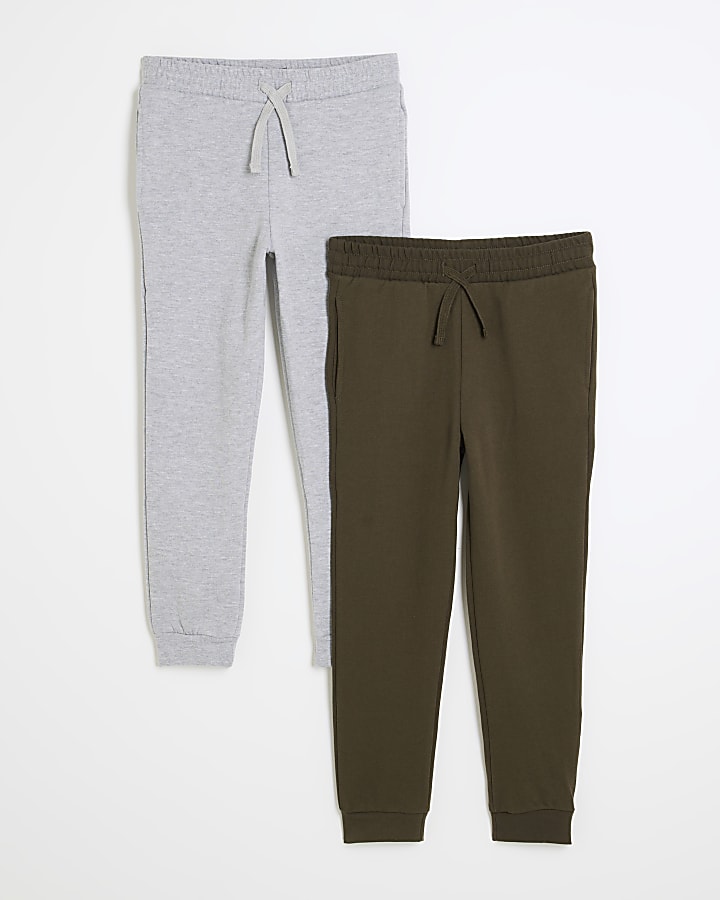 Boys Grey and Khaki Joggers 2 pack