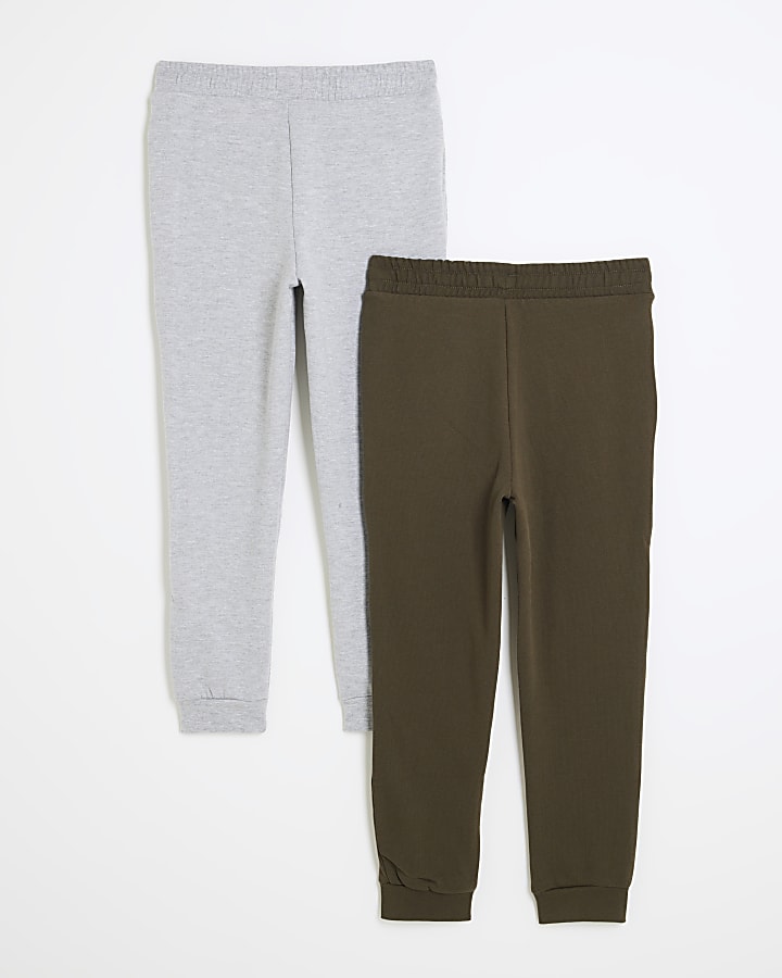 Boys Grey and Khaki Joggers 2 pack