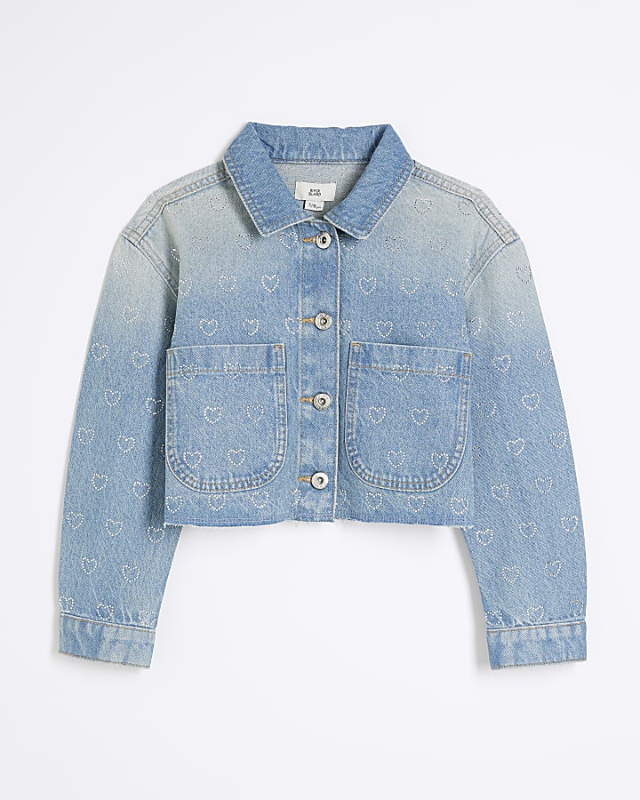 Girls Blue Denim Heart Jacket