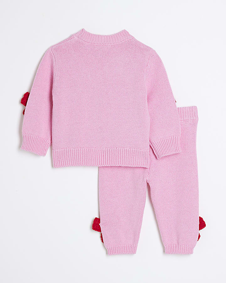 Baby Girls Pink Crochet Bow Cardigan Set