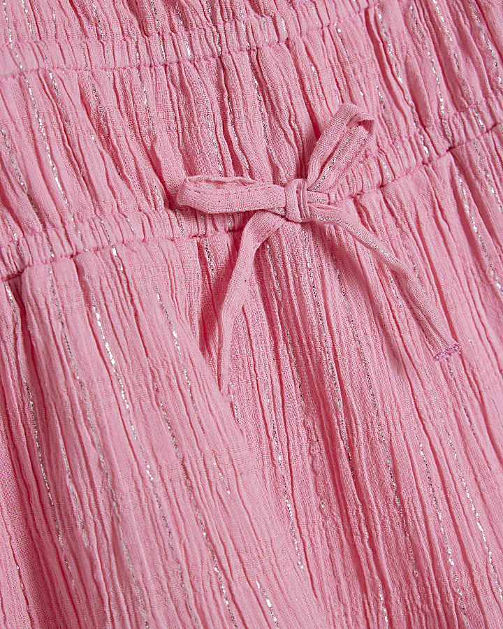 Girls Pink Tiered Shimmer Beach Dress
