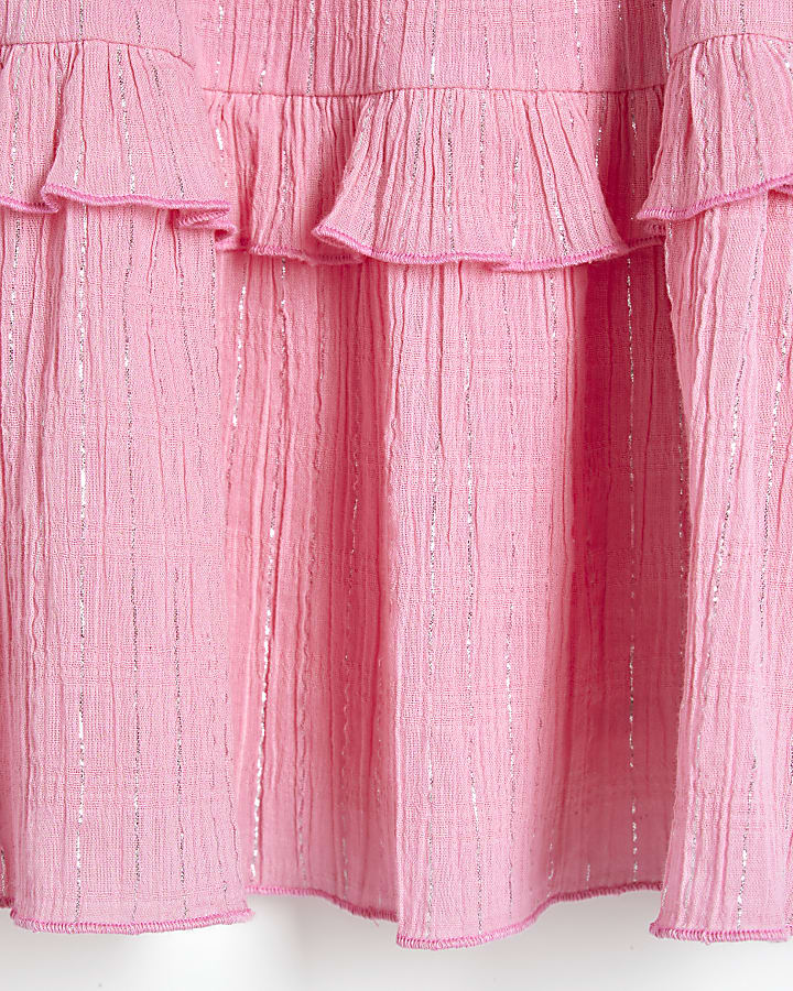 Girls Pink Tiered Shimmer Beach Dress