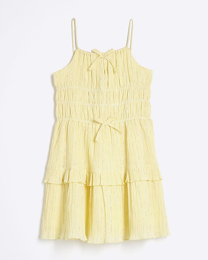 Girls Yellow Tiered Dress