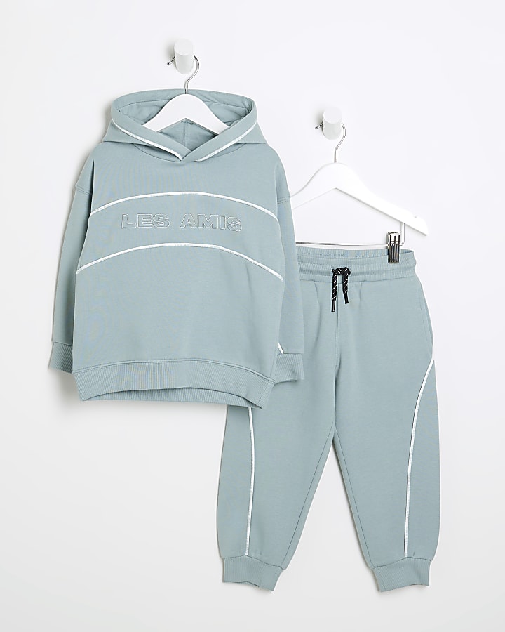 Mini Boys Blue Piped Tracksuit Set