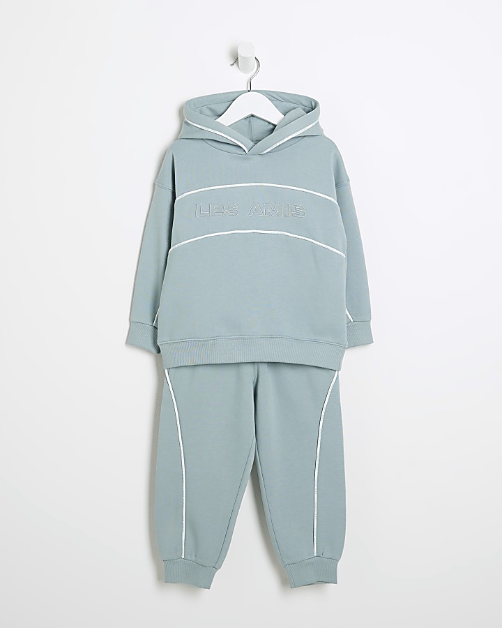 Mini Boys Blue Piped Tracksuit Set