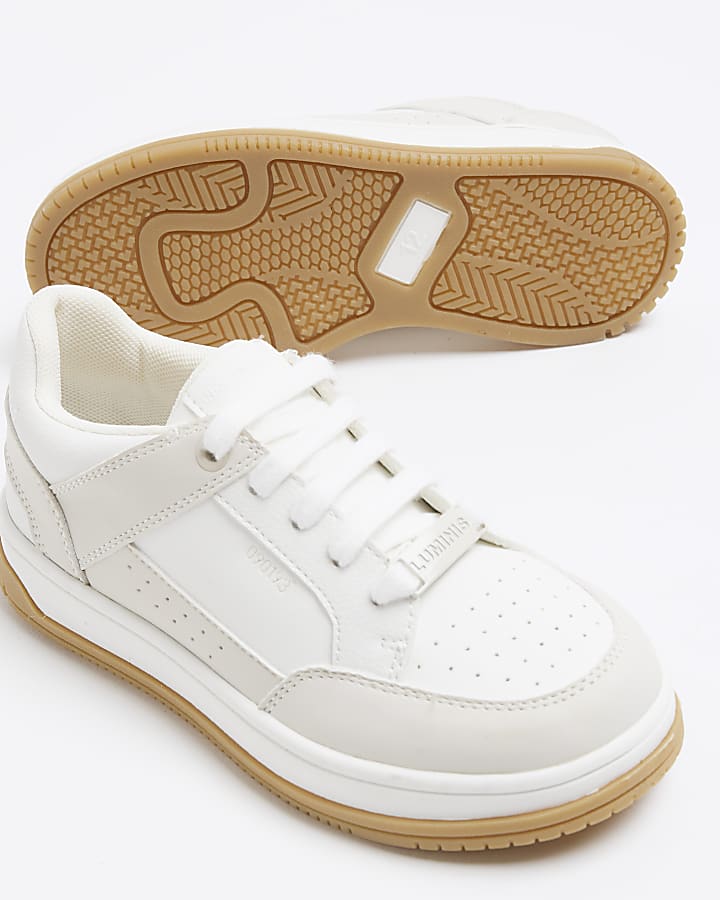 Boys Stone Faux Leather Trainers