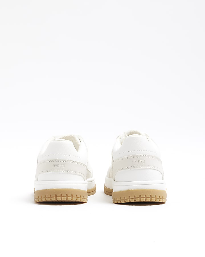 Boys Beige Faux Leather Trainers