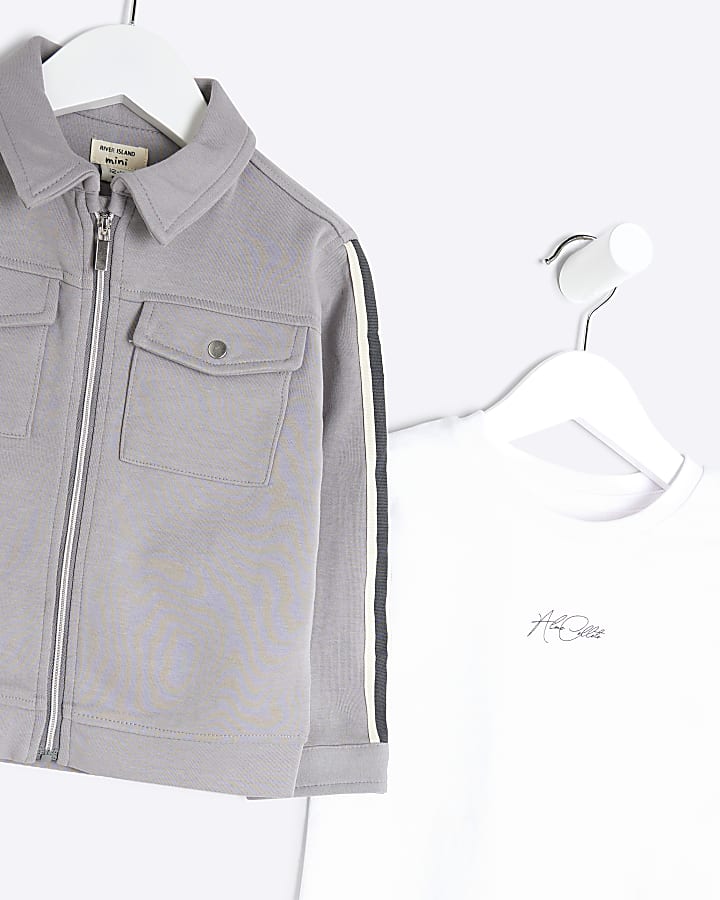 Mini Boys Grey Taped Jacket 3 Piece Set