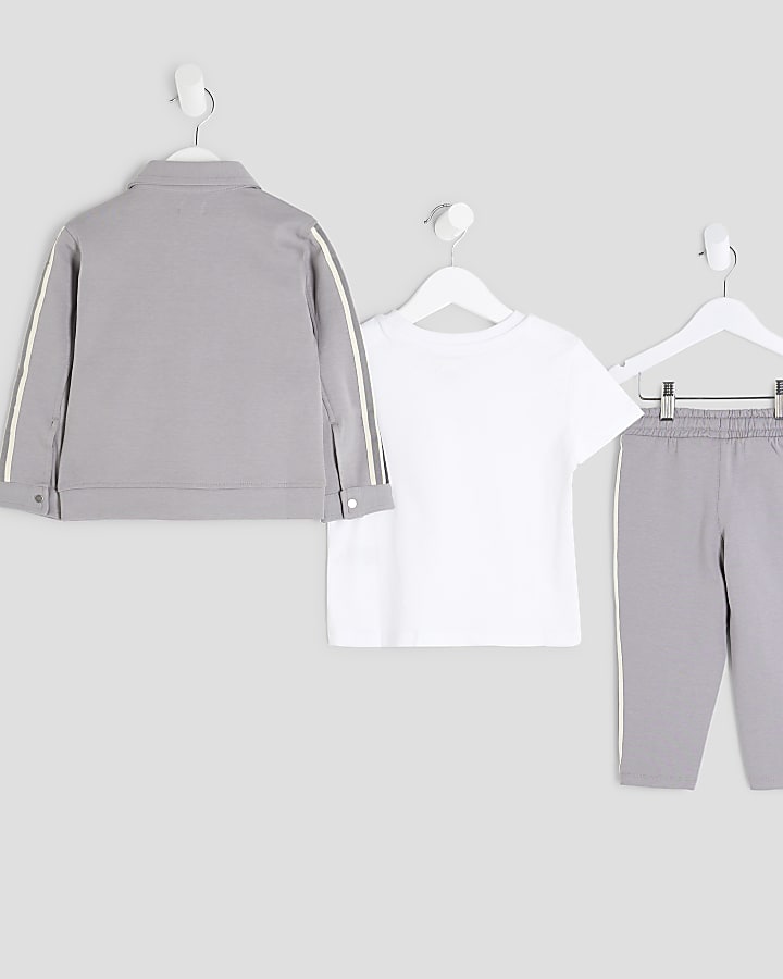 Mini Boys Grey Taped Jacket 3 Piece Set